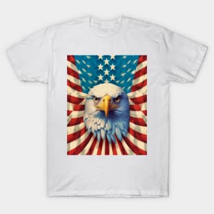 USA America Fourth of July Op Art Bald Eagle July 4th T-Shirt